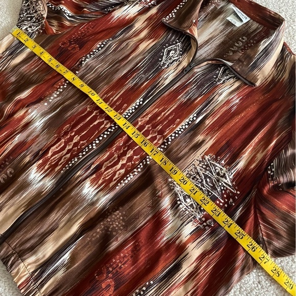 Bon Worth vintage zippered lightweight jacket top abstract neutral print XL P - Picture 7 of 8